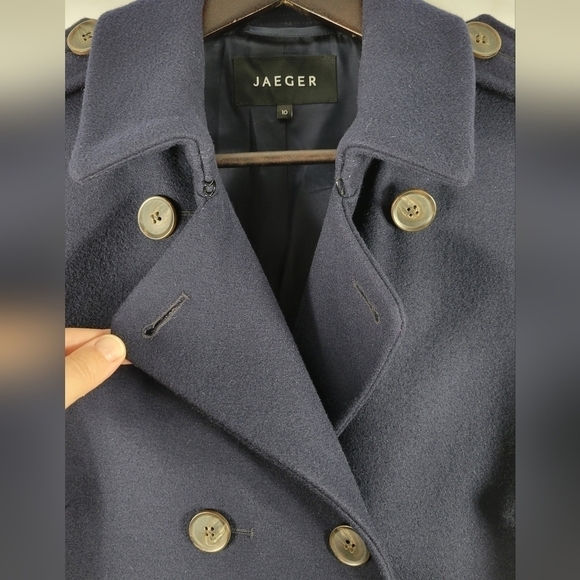 Jaeger Wool Dark Blue Coat #473 Size 8 - Picture 3 of 12